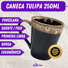 CANECA DE PORCELANA TULIPA BORDA CREME 250ML