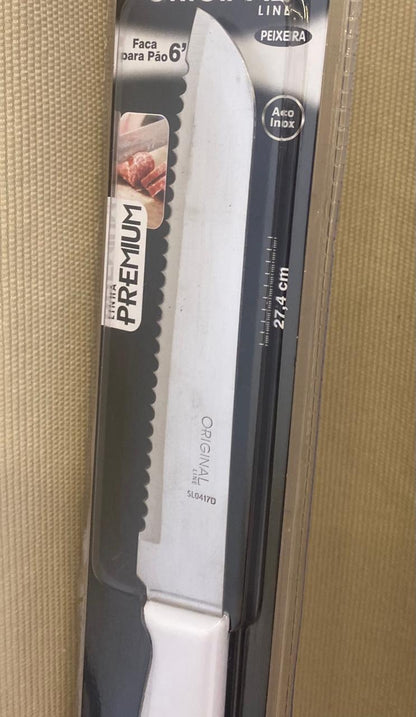 FACA DE PÃO DE INOX CABO PLASTICO