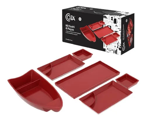 KIT SUSHI C 6PCS PLAST VERMELHO