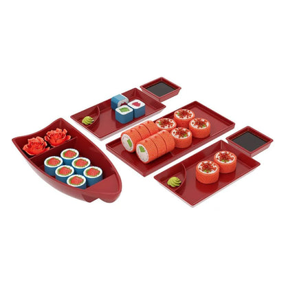 KIT SUSHI C 6PCS PLAST VERMELHO