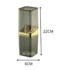 PORTA ESCOVA C TAMPA SLIM PRETO DOURADO