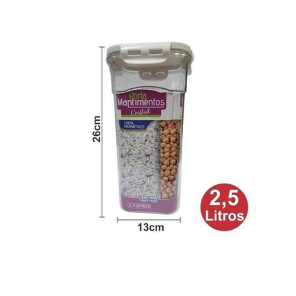 POTE HERMETICO CRISTAL 2,5 LITROS COM TRAVA