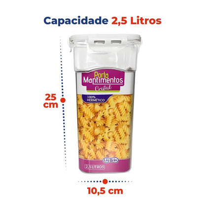 POTE HERMETICO CRISTAL 2,5 LITROS COM TRAVA